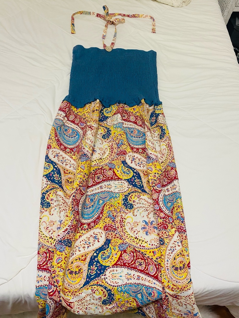 FREE PEOPLE VINTAGE Paisley Maxi Smocked Boho Dress Med. NWT⭐️